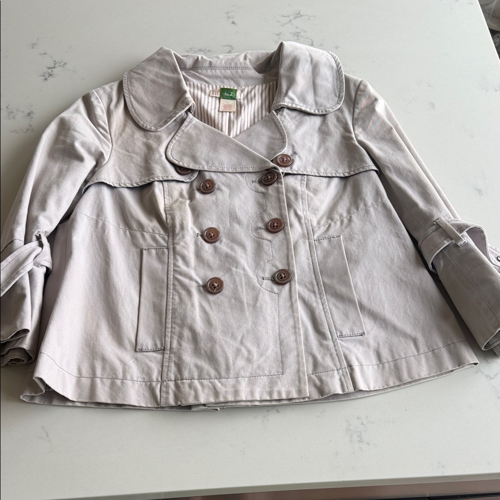 Anthropologie x Ett Twa Light Mauve Double-Breasted Cropped Trench Jacket